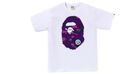 BAPE 顏色迷彩大猿人頭T恤白色/紫色