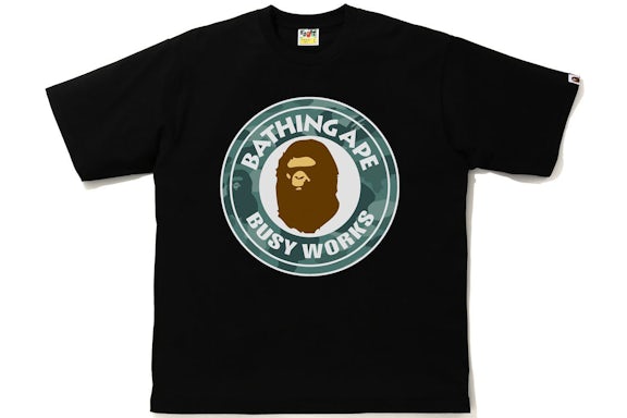 BAPE Farbe Tarnfarbe Busy Works Relaxed Fit Tee Schwarz/Grün