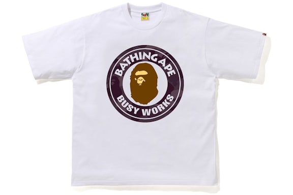 BAPE Color Tarnfarbe Busy Works Relaxed Fit Tee Weiß/Burgunderrot