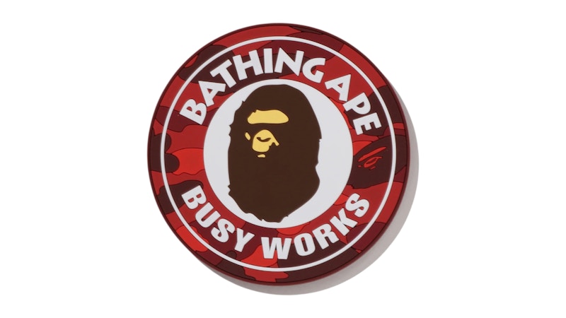 BAPE Color Camo Busy Works Rubber Coaster Red