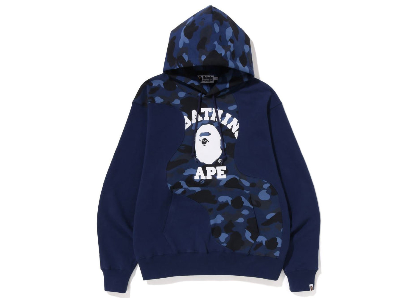 BAPE Color Camo College Cutting Relaxed Fit Hoodie Navy Men's