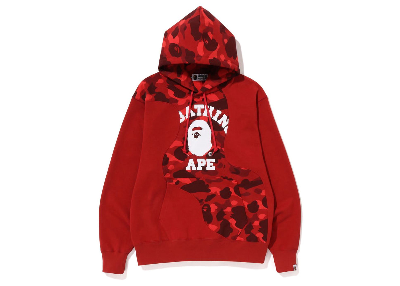 BAPE Color Camo College Cutting Relaxed Fit Hoodie Red Men's