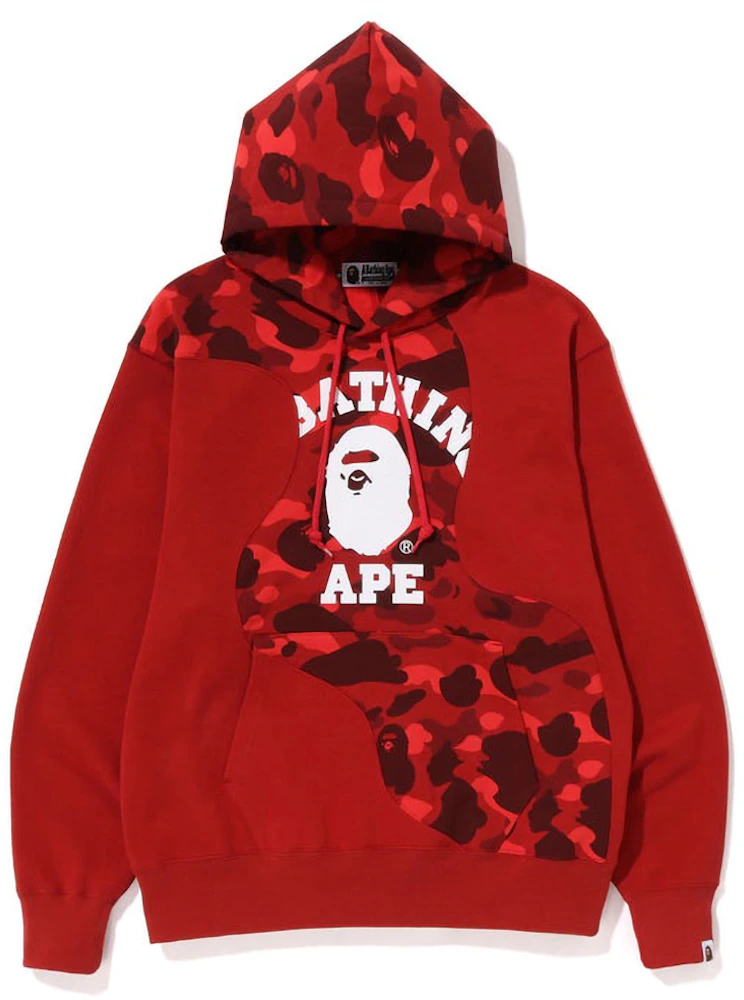 BAPE Color Camo College Cutting Relaxed Fit Hoodie Red Men's - SS23 - US