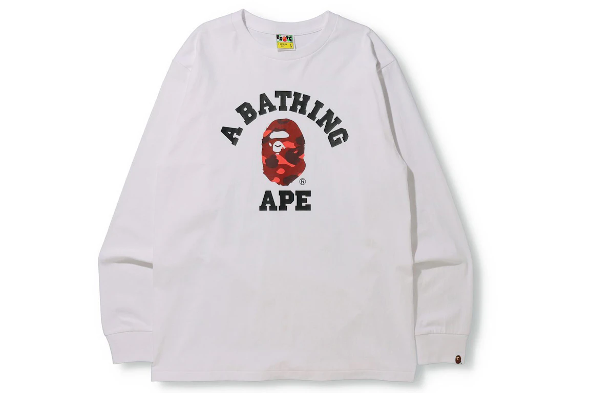 BAPE Color Camo College (Online Exclusive) L/S Tee (FW21) White/Red
