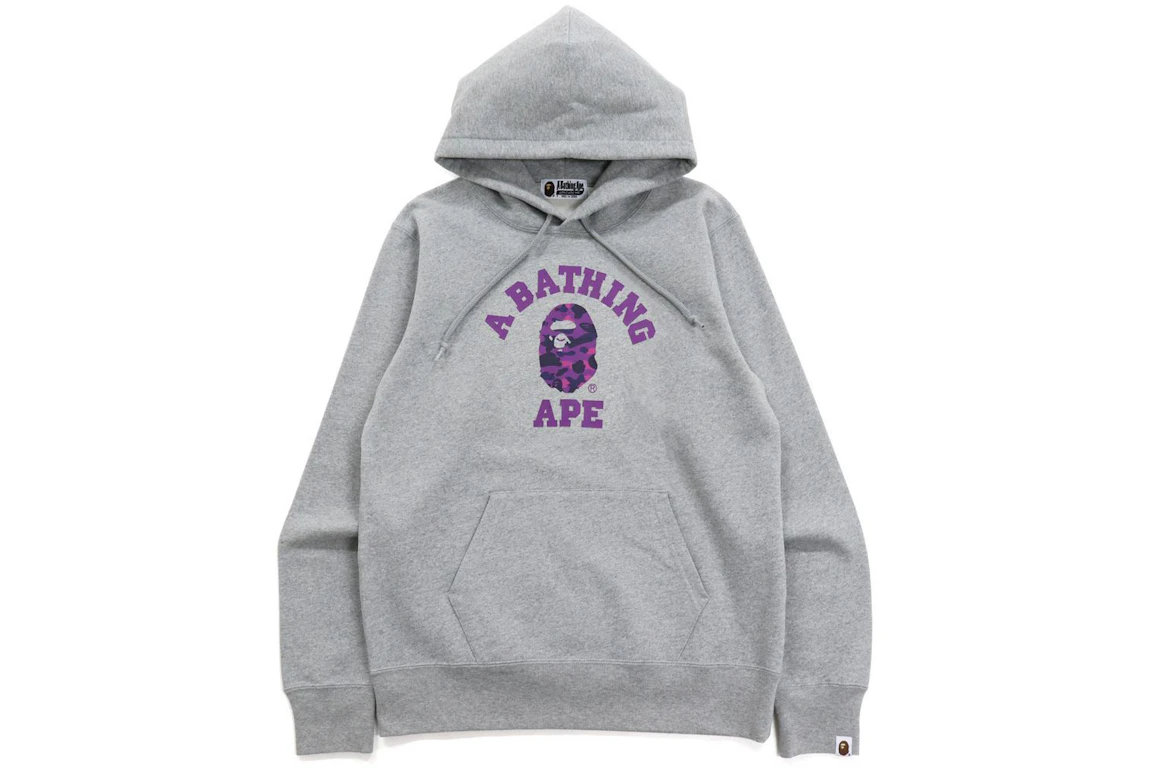 BAPE Color Camo College Pullover Hoodie (FW21) Gray/Purple