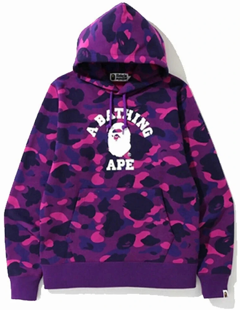 BAPE Color Camo College Pullover Hoodie Purple/Pink Men's - GB