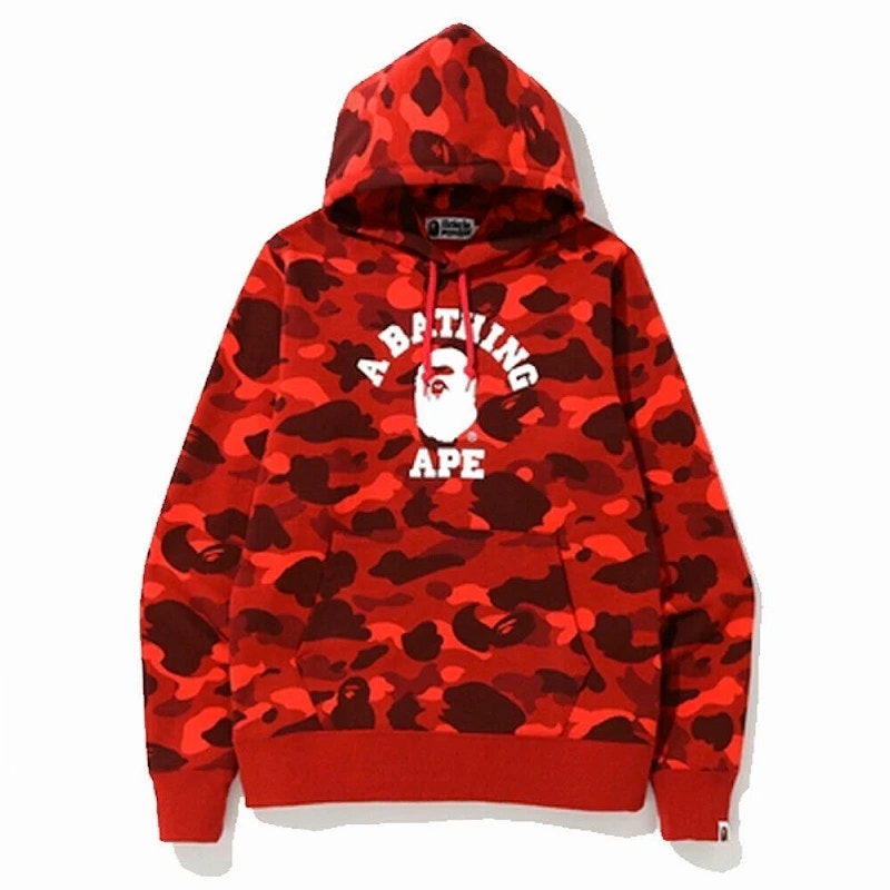 Red and camo store bape hoodie