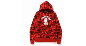BAPE Color Camo College Pullover Hoodie Red/Burgundy