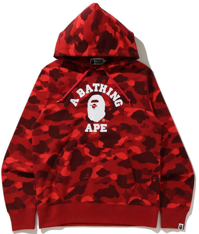 BAPE Color Camo College Pullover Hoodie Red (SS21) - SS21