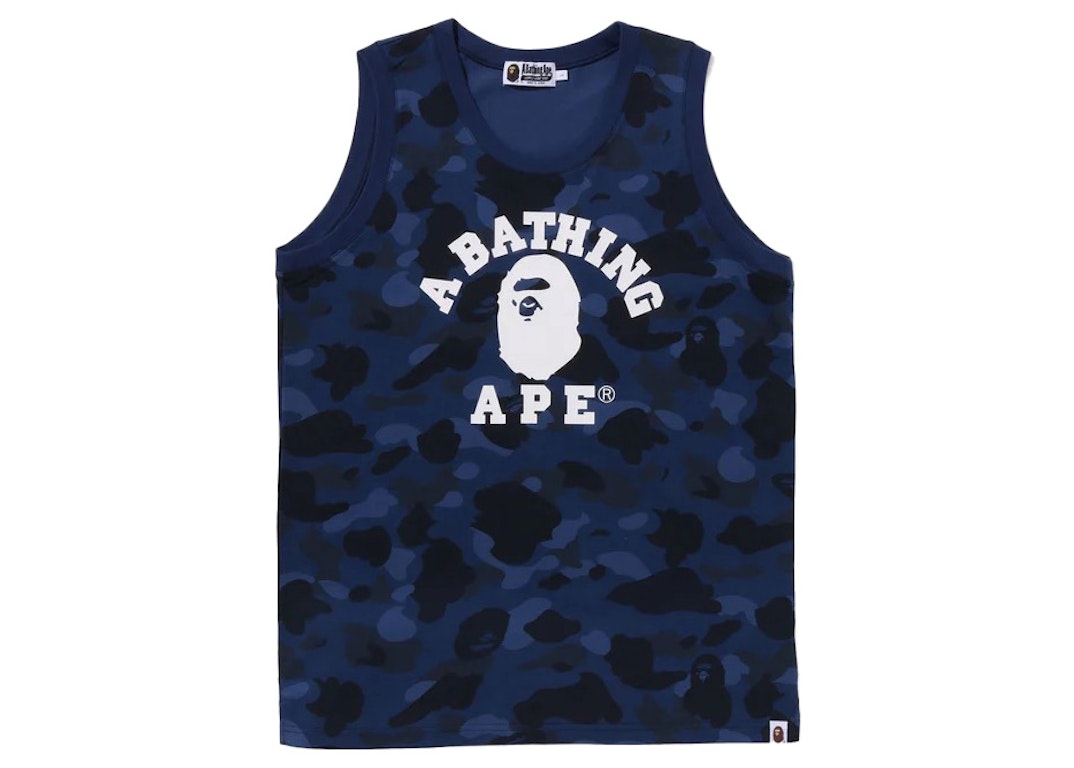 Pre-owned Bape Color Camo College Tank Top Navy