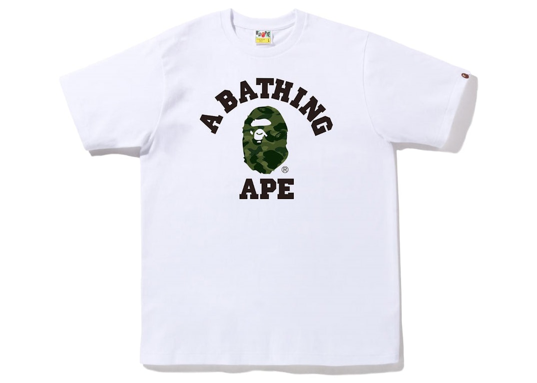Pre-owned Bape Color Camo College Tee (fw22) White Green