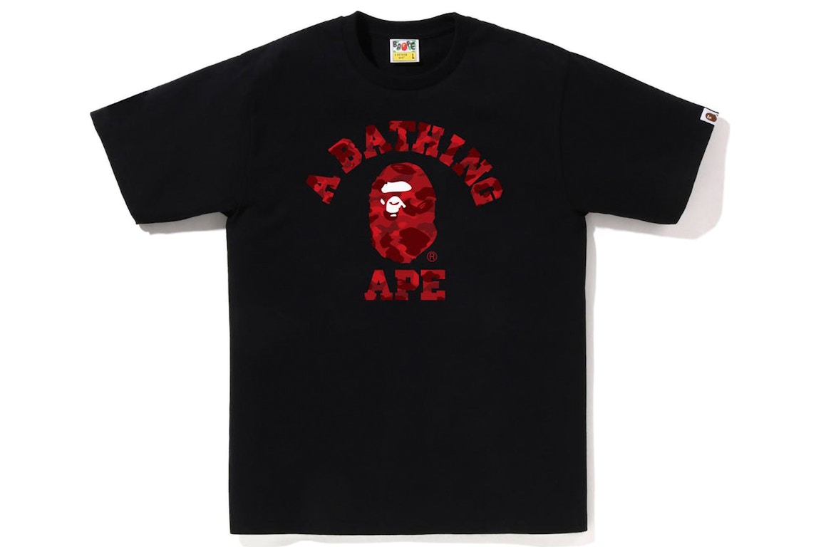 Click to view more detailed imagery on our partner's website Pre-owned Bape Color Camo College Tee (ss23) Black Red