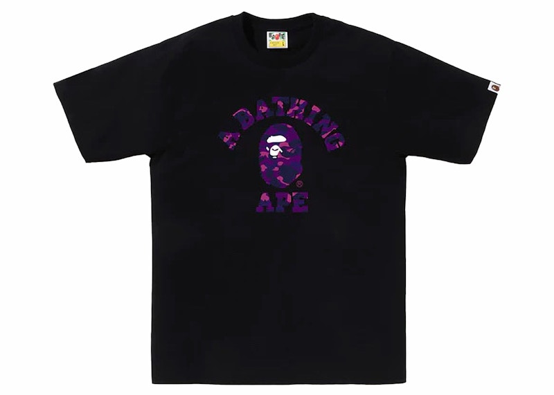 Pre-owned Bape Men's Camo College Tee Shirt (ss24) In Black/purple