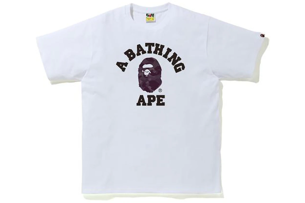 BAPE Color Camo College Tee White/Burgundy