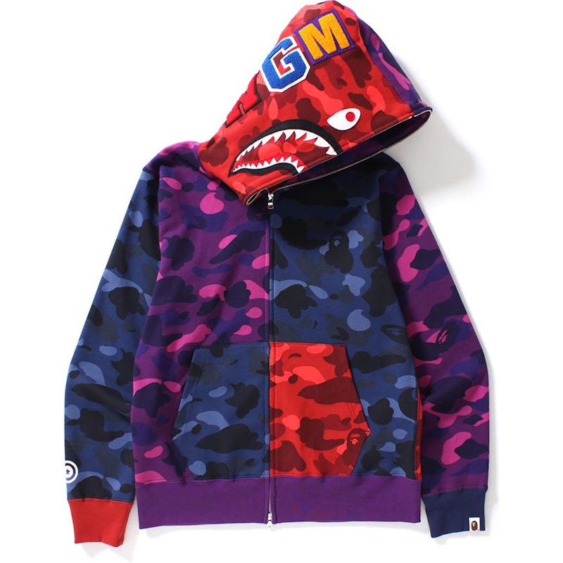 BAPE Color Camo Crazy Shark Full Zip Hoodie Multicolor Men s US