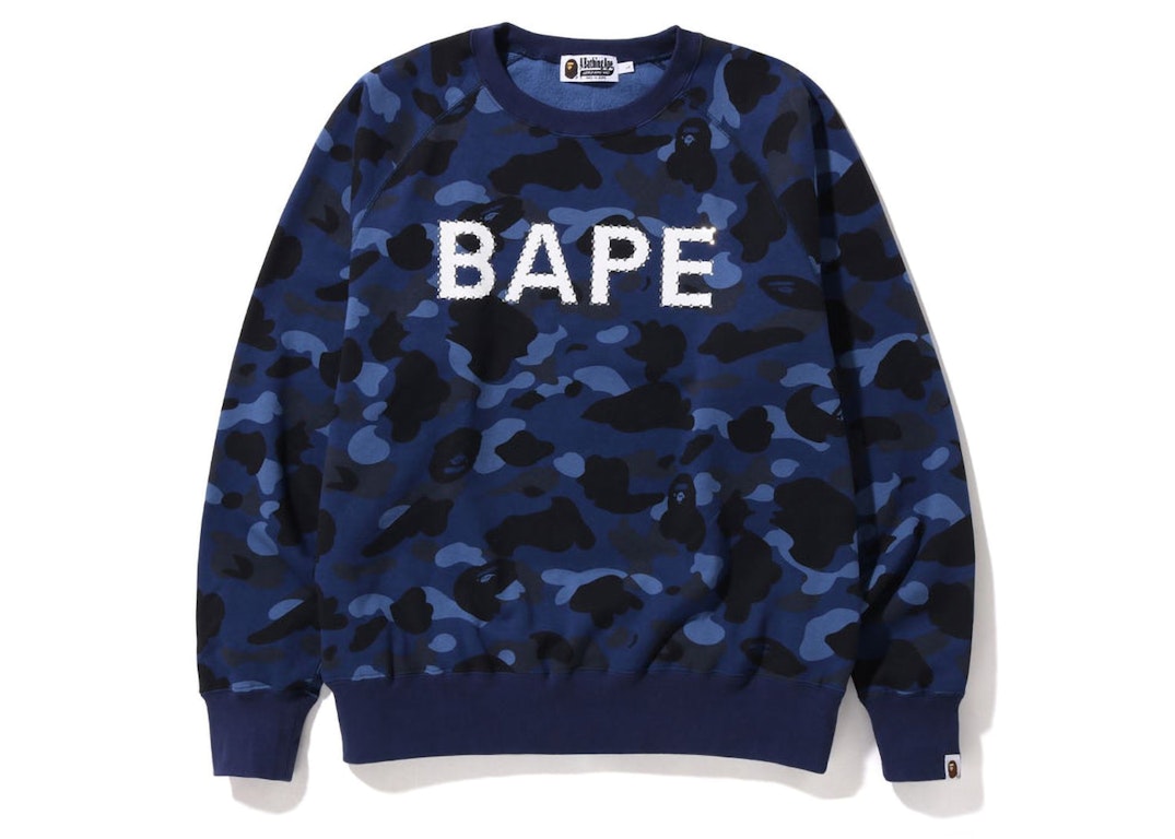 Pre-owned Bape Color Camo Crystal Stone Relaxed Fit Crewneck Sweatshirt (ss22) Navy