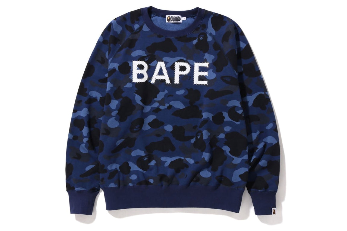 Pre-owned Bape Color Camo Crystal Stone Relaxed Fit Crewneck Sweatshirt (ss22) Navy