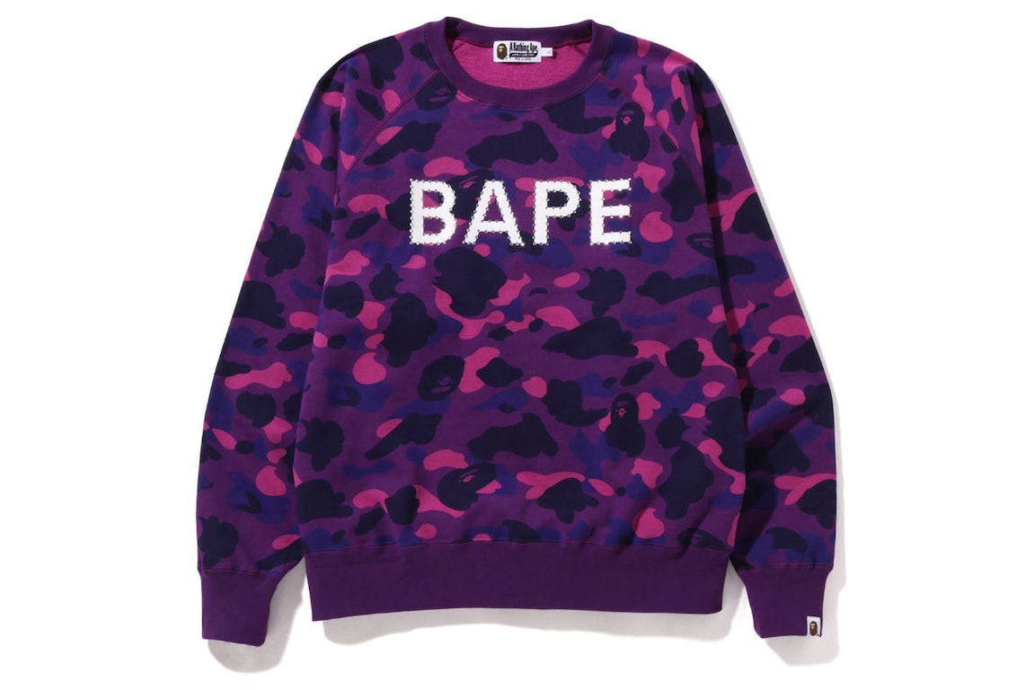Pre-owned Bape Color Camo Crystal Stone Relaxed Fit Crewneck Sweatshirt (ss22) Purple