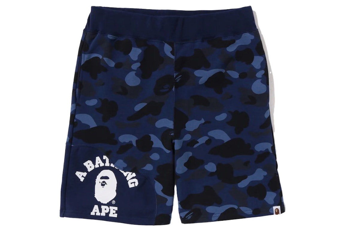 Pre-owned Bape Color Camo Cutting Sweat Shorts Navy