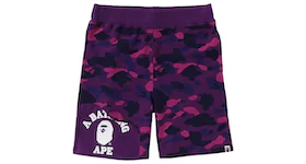 BAPE Color Camo Cutting Sweat Shorts Purple