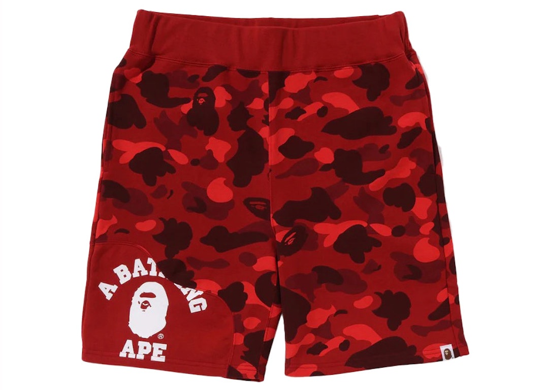 Pre-owned Bape Color Camo Cutting Sweat Shorts Red