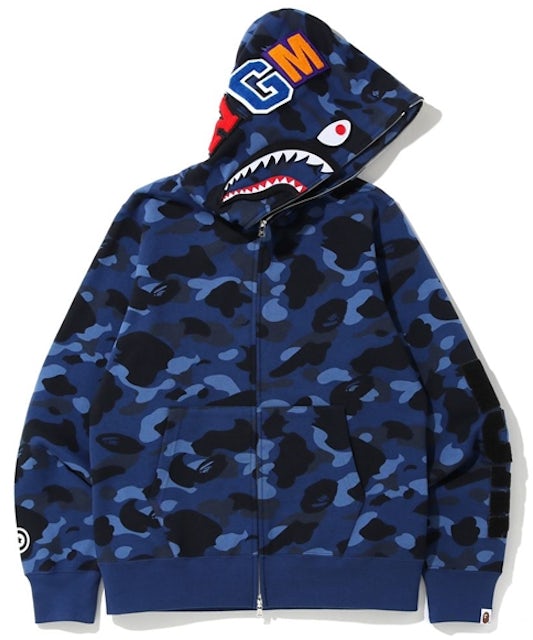 BAPE Color Camo Shark Full Zip Hoodie Blue Men's - US