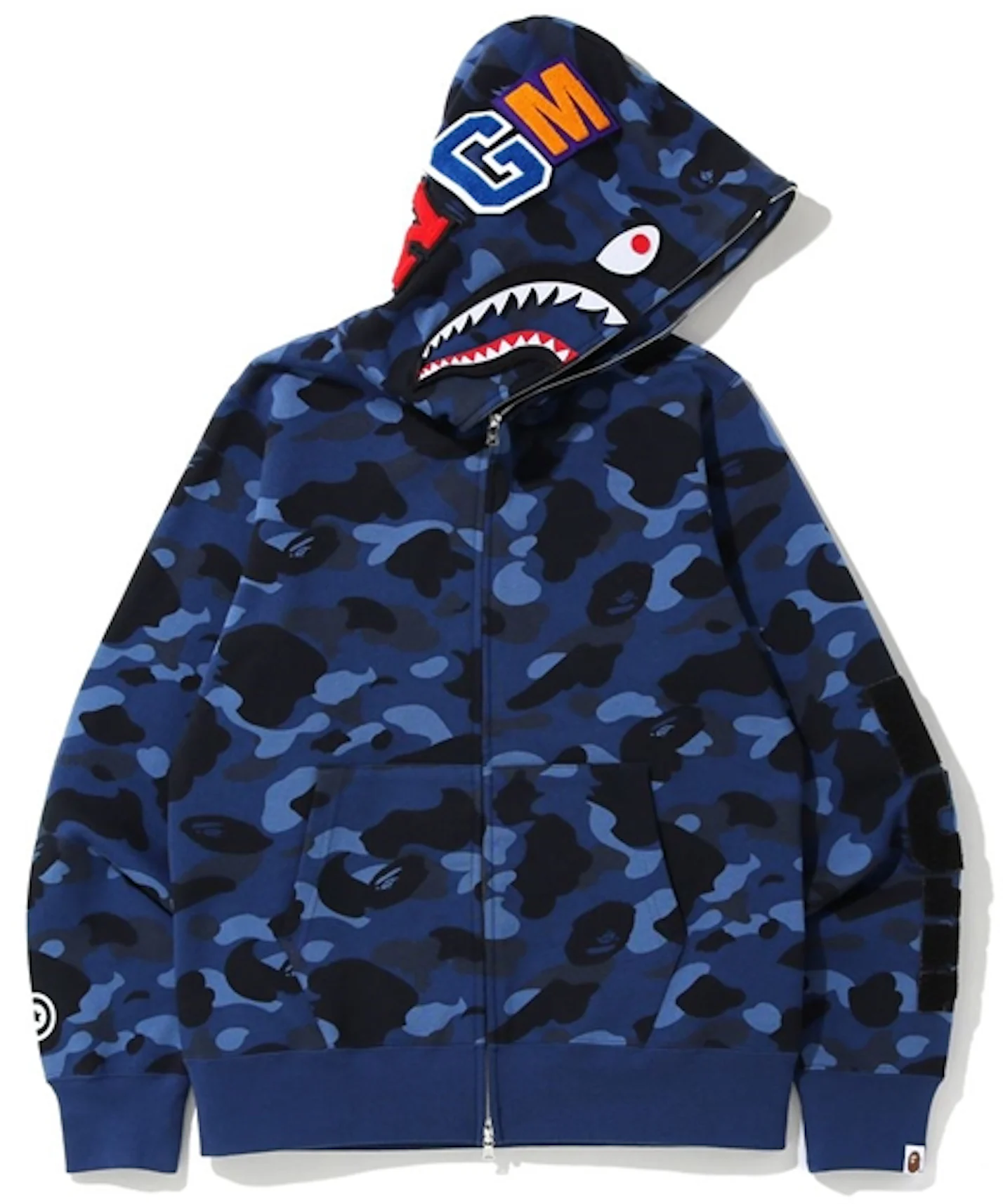 BAPE 1st camo green patched shark full zip hoodie A Bathing Ape Size M