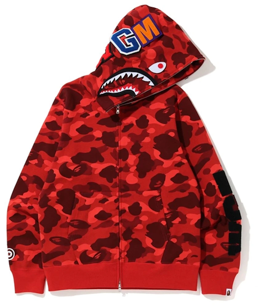 BAPE Color Camo Detachable Shark Full Zip Hoodie Red Men's - SS20 - US