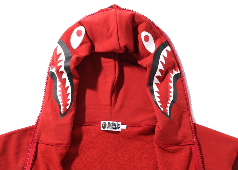 Bape color camo shark full zip hoodie discount red