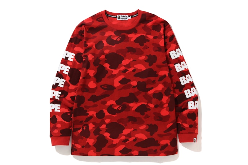 Bape Color Camo Hunting L S Tee Red Fw19