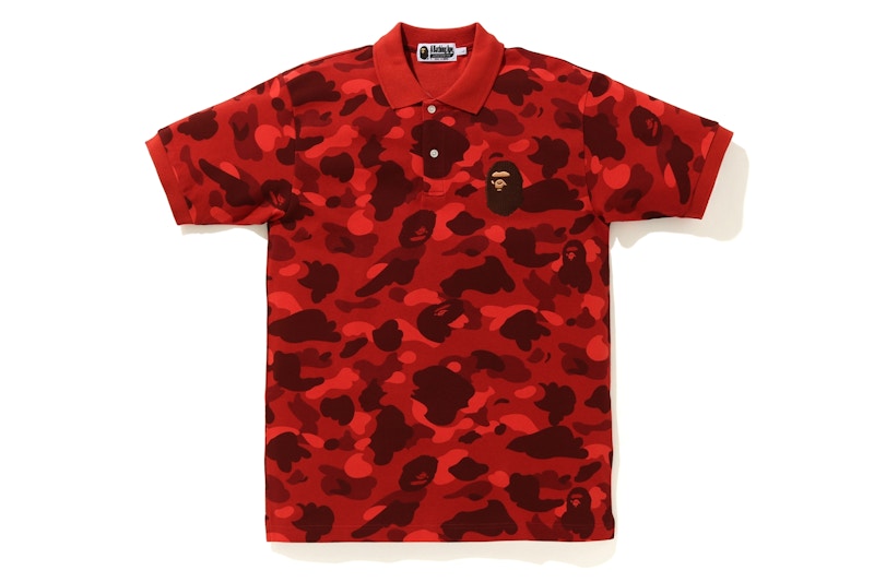 BAPE Color Camo Large Ape Head Polo Red Men's - FW19 - US