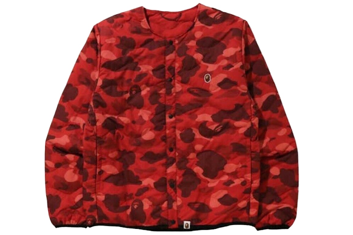 Pre-owned Bape Color Camo Lightweight Down Jacket Red