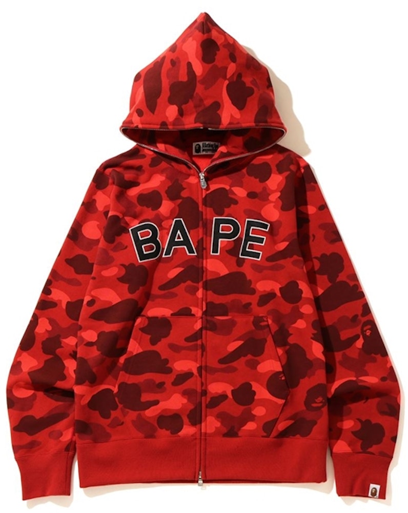 BAPE Color Camo Logo Full Zip Hoodie Red - SS20