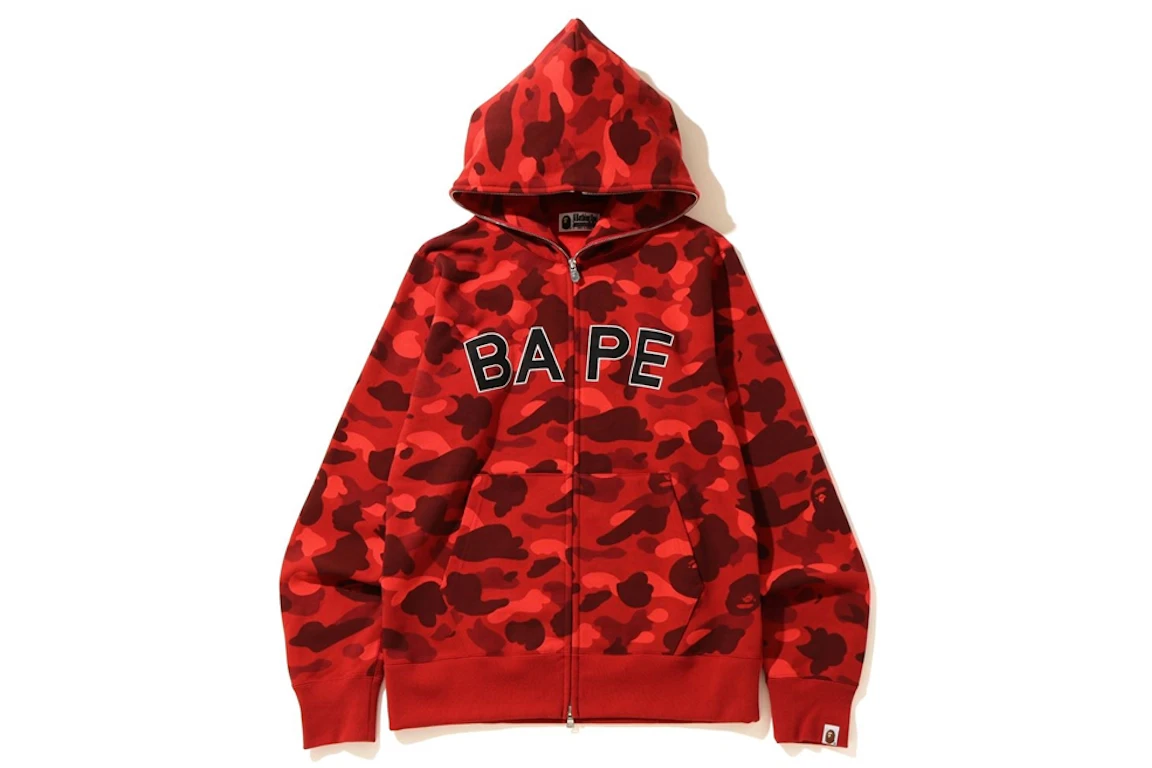 BAPE Color Camo Logo Full Zip Hoodie Red