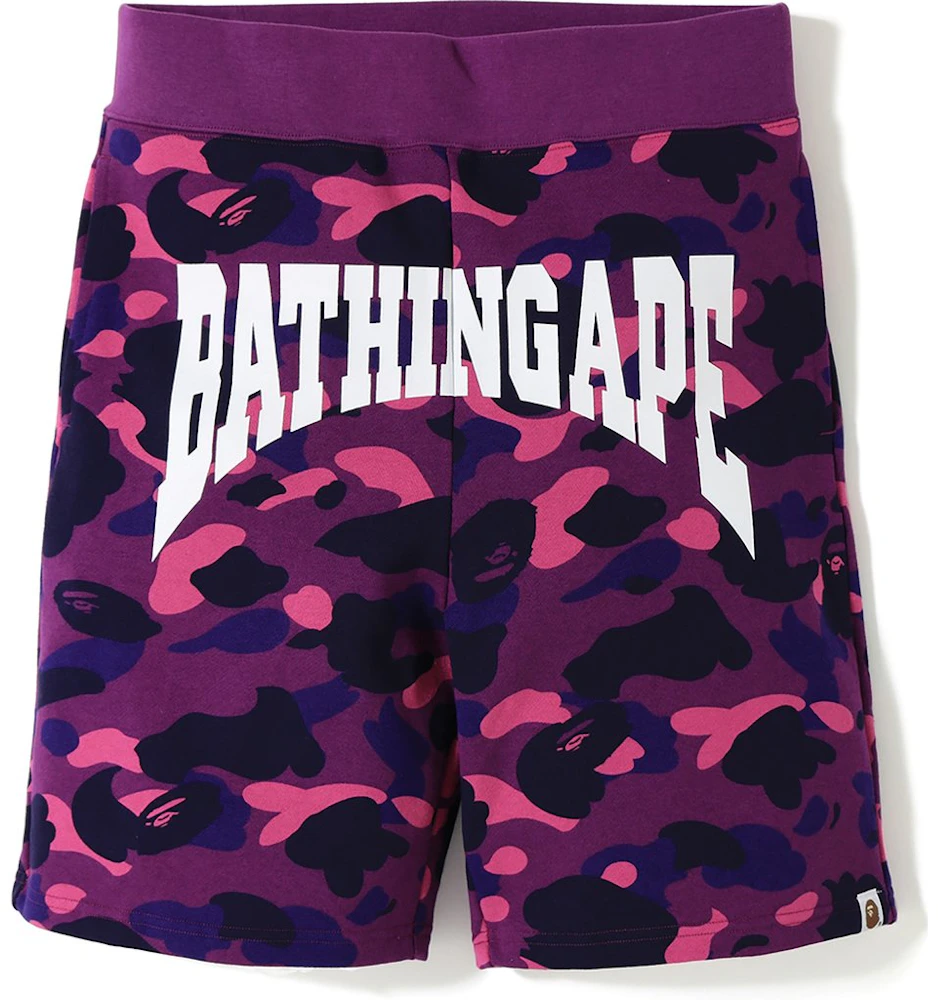 BAPE Color Camo Logo Sweat Shorts Purple - SS19 Men's - US