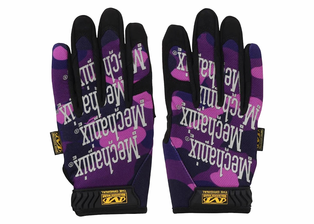 Pre-owned Bape Color Camo Mechanix Wear Gloves Purple