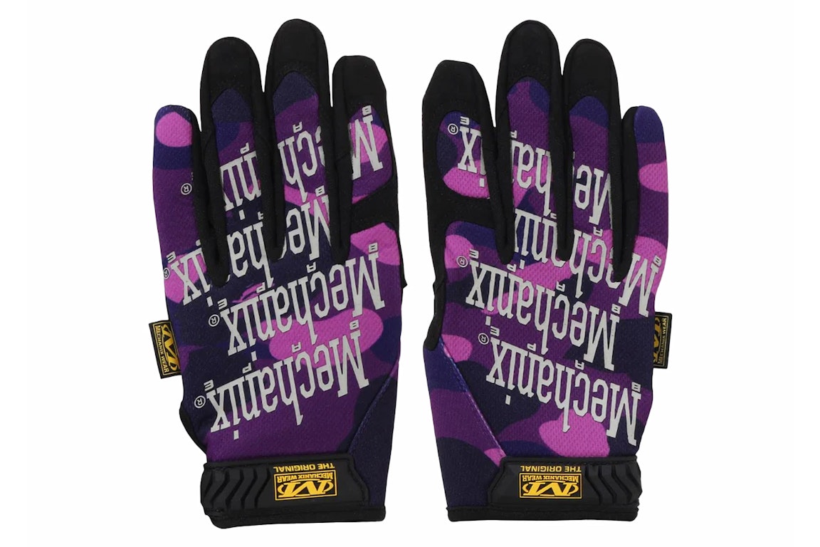 Pre-owned Bape Color Camo Mechanix Wear Gloves Purple