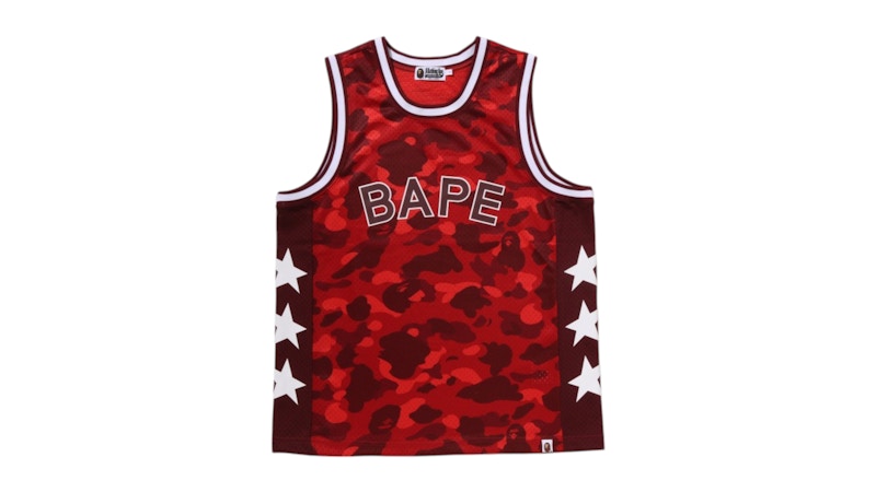 BAPE Color Camo Mesh Multi Logo Relaxed Fit Tank Top Bright Red