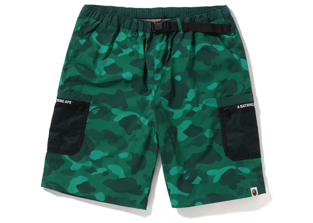 Pre-owned Bape Color Camo Mesh Pocket Shorts (ss22) Green