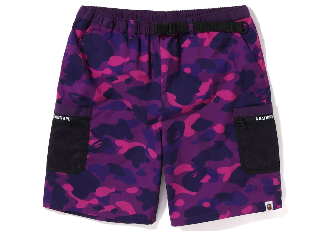Pre-owned Bape Color Camo Mesh Pocket Shorts (ss22) Purple