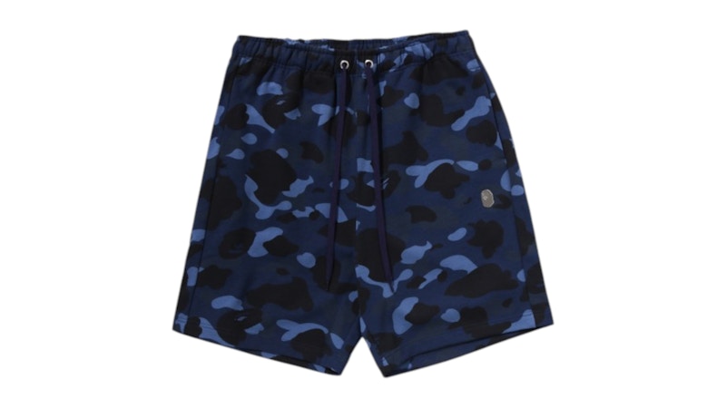 Men's BAPE Camo Metal Ape Head Relaxed Fit Sweat Shorts (SS26) in Navy Blue