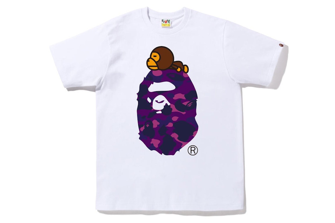 Click to view more detailed imagery on our partner's website Pre-owned Bape Color Camo Milo On Big Ape Tee (fw22) White Purple