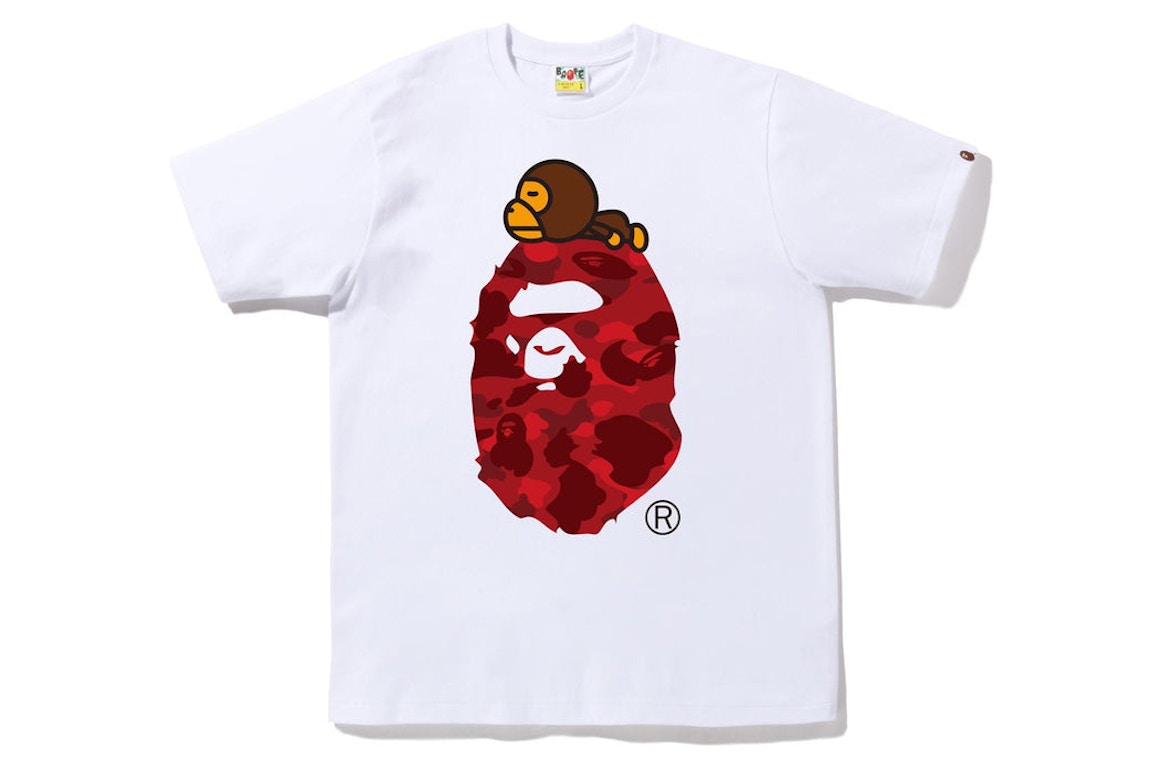 Click to view more detailed imagery on our partner's website Pre-owned Bape Color Camo Milo On Big Ape Tee (fw22) White Red