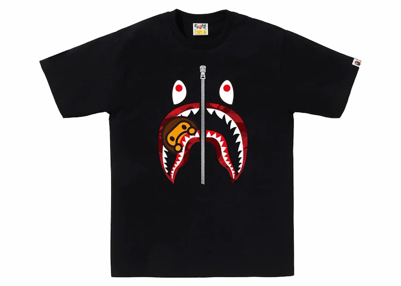 BAPE Color Camo Milo Shark Tee Black/Red Men's - FW23 - US