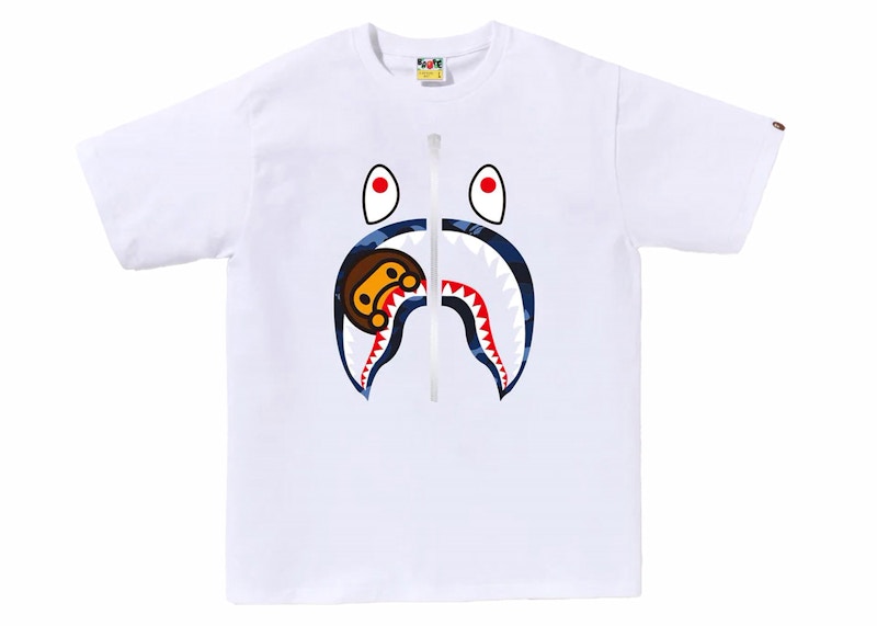 BAPE Color Camo Milo Shark Tee White/Navy Men's - FW23 - US