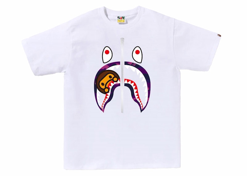 BAPE Color Camo Milo Shark Tee White/Purple Men's - FW23 - US