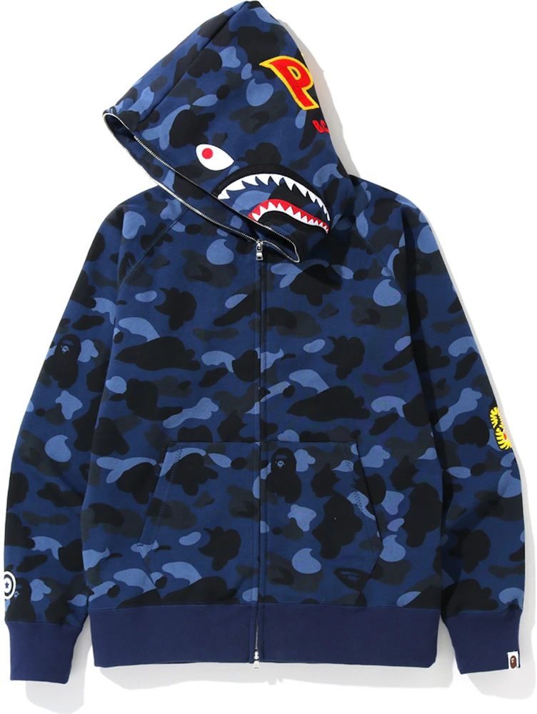 BAPE Color Camo PONR Shark Full Zip Hoodie Navy Men's - FW19 - US