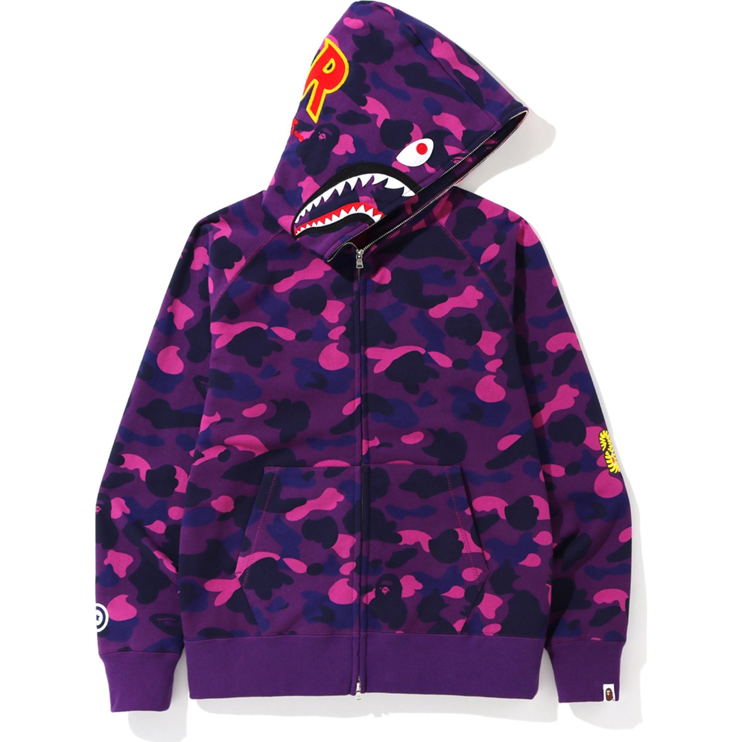 BAPE Color Camo PONR Shark Full Zip Hoodie Purple Men's - FW19 - US