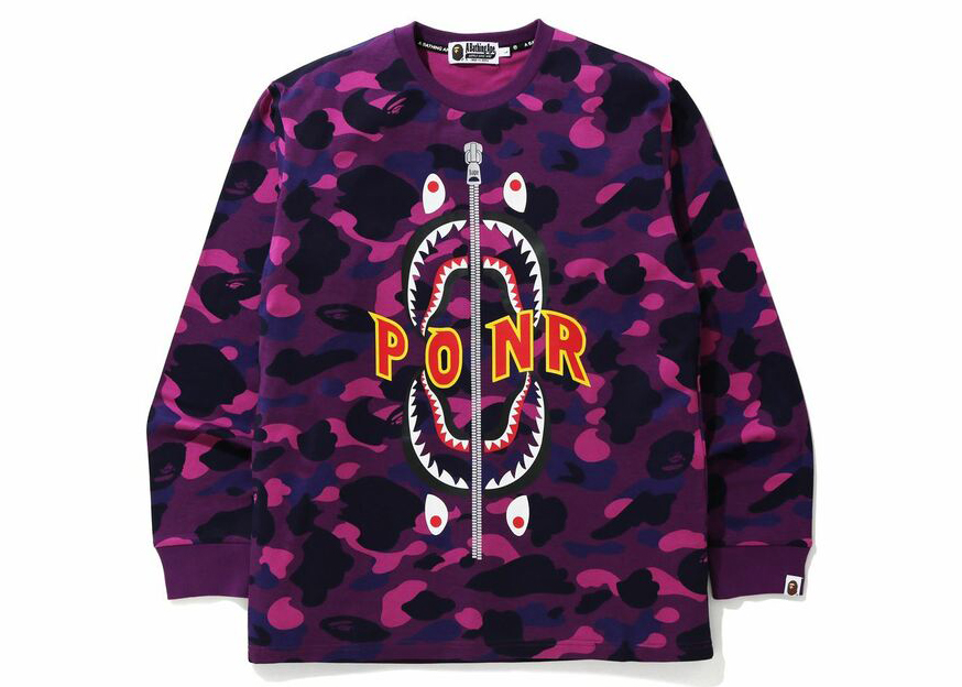 BAPE Color Camo PONR Shark L/S Tee Purple Men's - SS21 - US