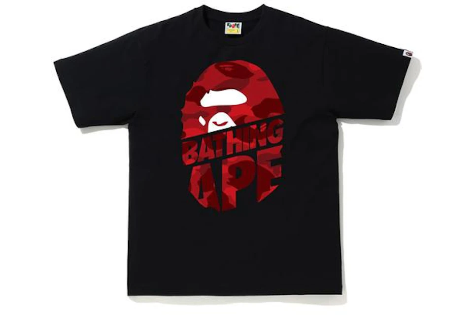 BAPE Color Camo Peek Ape Head T-Shirt Black/Red